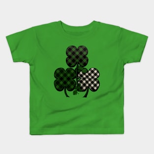 Three Leopard And Plaid Shamrocks St Patricks Day Women Girl Kids T-Shirt